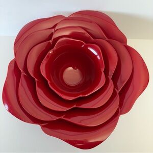 Zak! Designs Red Flower Shaped Nesting Bowl Set – 4 Pc Decorative Serving Bowls